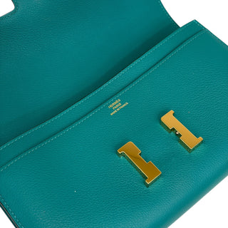 Hermes Vert Bosphore Evercolour Constance Wallet With Gold Hardware