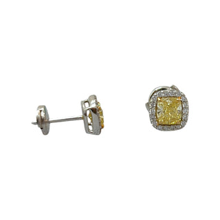 Tiffany & Co Soleste Yellow Diamond Halo Stud Earrings