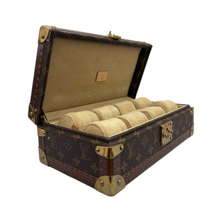 Louis Vuitton Brown Monogram Canvas 8-Watch Case With Golden Brass Hardware