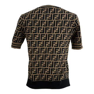 Fendi Brown & Black FF Zucca Monogram Short-Sleeve Knit Top