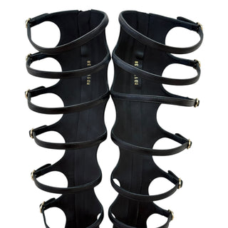Christian Dior Black Calfskin Gladiator Strap Pumps