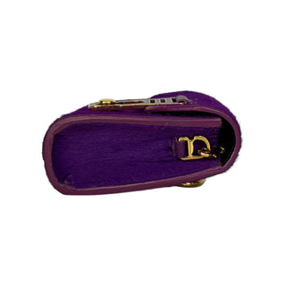 La Perla Mini Pony Hair Flap Bag In Purple With Gold Hardware