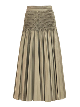 Christian Dior Beige Ruched Smocked Waist Pleated Skirt