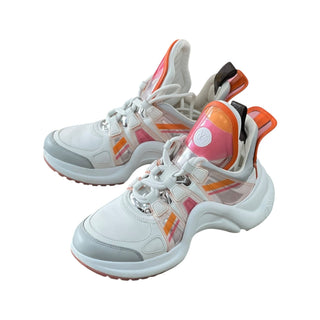 Louis Vuitton Archlight Sneakers in White with Pink & Orange Accents