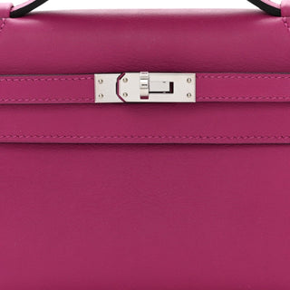 Hermes Kelly Pochette In Rose Pourpre Swift Leather With PHW