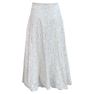 Christian Dior White Lace Pattern Midi Length Skirt