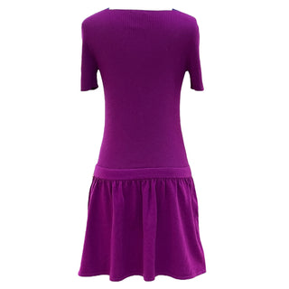 Chanel Purple Knit Drop-Waist Dress With Blue Shoulder Detail