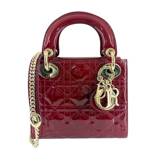 Christian Dior Burgundy Patent Leather Mini Lady Dior Bag GHW