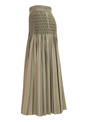 Christian Dior Beige Ruched Smocked Waist Pleated Skirt