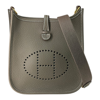 Hermes Etoupe Taurillon Togo Evelyne TPM With Gold Hardware
