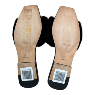 Ralph & Russo Black Fur Slide Sandals