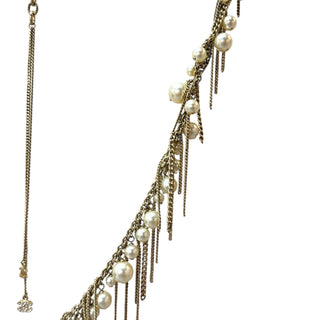 Chanel Pearl Chain Fringe Multi-Strand CC Necklace