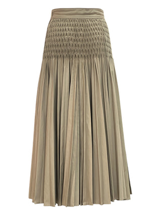 Christian Dior Beige Ruched Smocked Waist Pleated Skirt