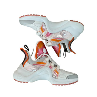 Louis Vuitton Archlight Sneakers in White with Pink & Orange Accents