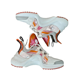 Louis Vuitton Archlight Sneakers in White with Pink & Orange Accents