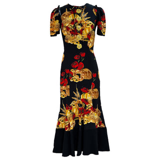 Dolce & Gabbana Embellished Bread & Poppy Print Short Sleeve Maxi Dress