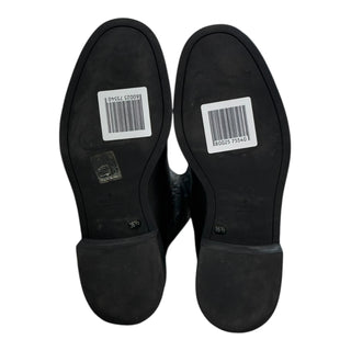 Gucci Black Leather GG Embossed Knee-High Boots