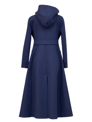 Christian Dior Navy Blue Sculpted Hourglass Hooded Wool Coat