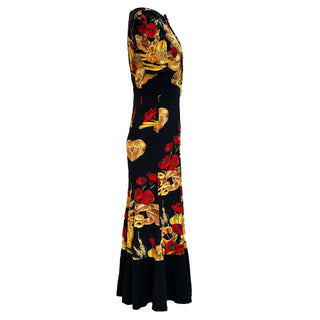 Dolce & Gabbana Embellished Bread & Poppy Print Short Sleeve Maxi Dress