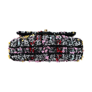 Chanel Multicolored Sequin Small Single Flap Bag With Gold Hardware