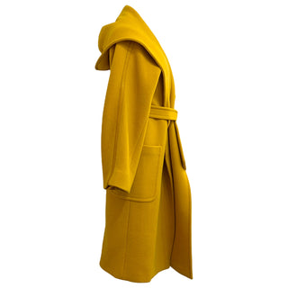Max Mara Mustard Yellow Hooded Wool Wrap Coat & Skirt Set