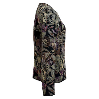 Valentino S.p.A. Metallic Floral Brocade Long Sleeve Top