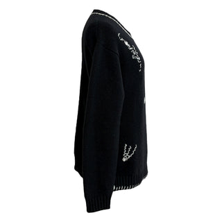 Prada Black Wool Embroidered Knit Sweater