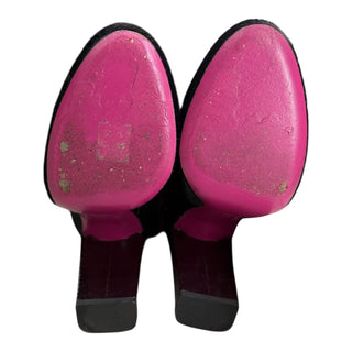 Fendi Black Suede Ankle Boots with Magenta & Purple Fur Trim