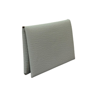 Hermès Gris Perle Calvi Chevré Leather Card Holder