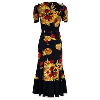 Dolce & Gabbana Embellished Bread & Poppy Print Short Sleeve Maxi Dress