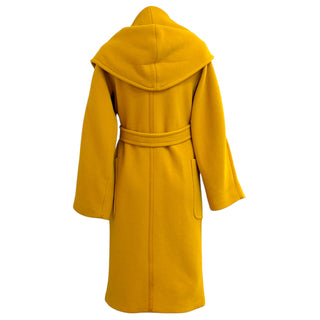 Max Mara Mustard Yellow Hooded Wool Wrap Coat & Skirt Set