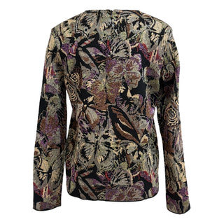 Valentino S.p.A. Metallic Floral Brocade Long Sleeve Top