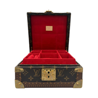 Louis Vuitton Monogram Canvas Jewellery Trunk With Red Microfibre Interior & Golden Brass Hardware