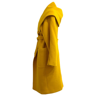 Max Mara Mustard Yellow Hooded Wool Wrap Coat & Skirt Set