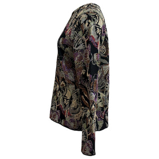 Valentino S.p.A. Metallic Floral Brocade Long Sleeve Top