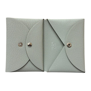 Hermès Gris Perle Calvi Chevré Leather Card Holder