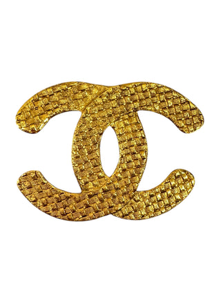 Chanel Vintage Gold Toned Quilted CC Brooch