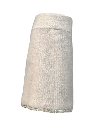 Chanel Blush Mélange Wool Skirt Suit With Silver Trim