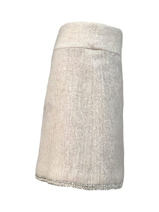 Chanel Blush Mélange Wool Skirt Suit With Silver Trim