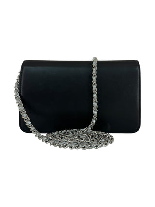 Chanel Black Lambskin Silver CC Wallet On Chain Bag