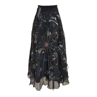 Christian Dior Black Embroidered Tulle Maxi Skirt
