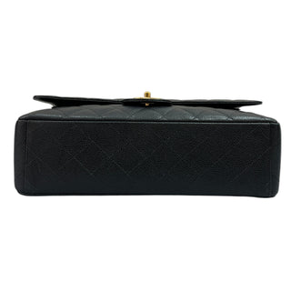 Chanel Black Caviar Leather Maxi Double Flap Bag With Gold Hardware