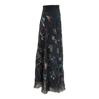 Christian Dior Black Embroidered Tulle Maxi Skirt