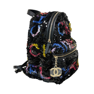 Chanel Sequin “CHANEL” Lettering Mini Backpack