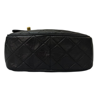 Chanel Vintage Black Quilted Lambskin Camera Bag With Tassel & Gold CC Charm