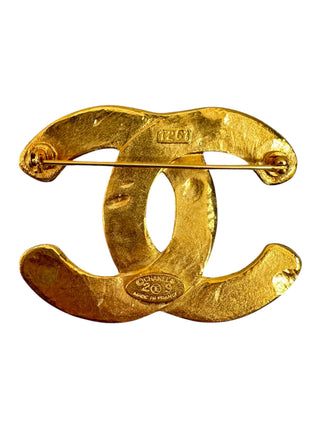 Chanel Vintage Gold Toned Quilted CC Brooch