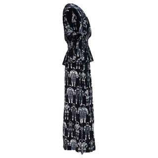 Chanel Black X-Ray Astronaut Print Silk Short Sleeves Top and Trousers Set