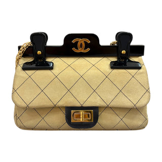 Chanel Beige Suede 2.55 Mini 224 Reissue Hangar Flap Bag With Gold Hardware