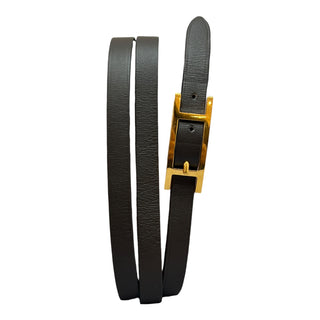 Hermès Kelly Double Tour Bracelet In Black & Gold Leather With Gold Hardware