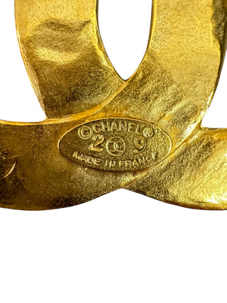 Chanel Vintage Gold Toned Quilted CC Brooch